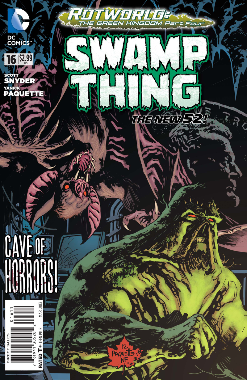 Illustration for article titled Your First Glimpse of the Nightmarish Fates of Superman and Batman, in Swamp Thing #16!